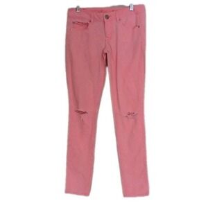 American Eagle Outfitters AE Pink Distressed Knee Skinny Jeans